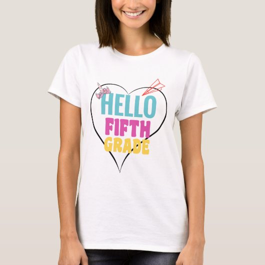 Hello Fifthグレード |カッコいい5年生のデザイン Tシャツ (正面)