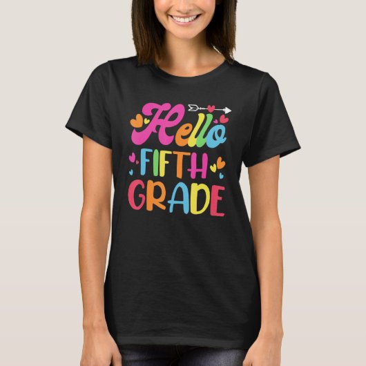 Hello Fifth 5th Grade Cute Back to School 5th Grad Tシャツ (正面)