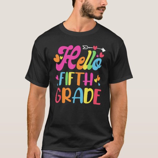 Hello Fifth 5th Grade Cute Back to School 5th Grad Tシャツ (正面)