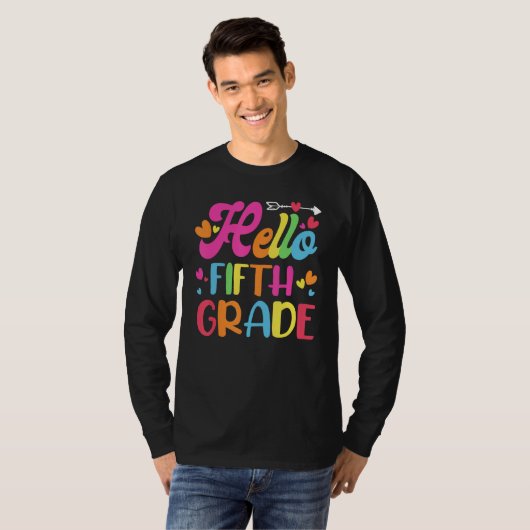 Hello Fifth 5th Grade Cute Back to School 5th Grad Tシャツ (正面フル)