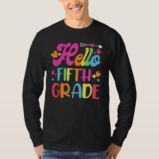 Hello Fifth 5th Grade Cute Back to School 5th Grad Tシャツ (正面)
