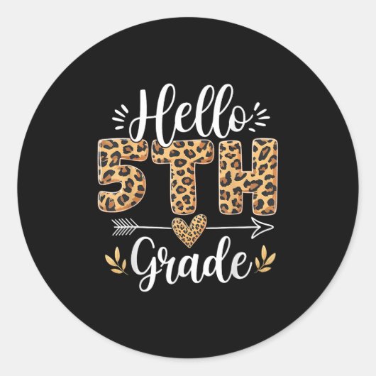 Hello Fifth Grade先生学生5年生バックT ラウンドシール (正面)