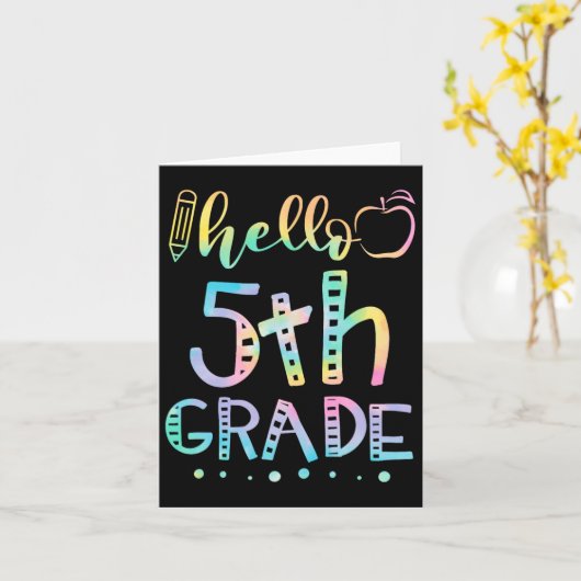 Hello Fifth Grade 5th Grade Byck To School Teacher カード (黄色い花)