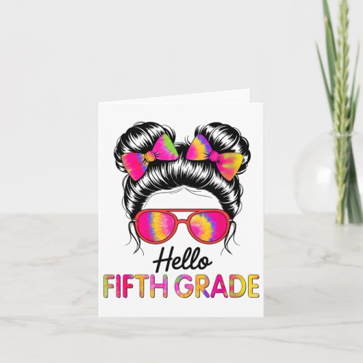 Hello Fifth Grade Girl Team 5th Grade Teacher Back カード (正面)