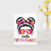 Hello Fifth Grade Girl Team 5th Grade Teacher Back カード (黄色い花)