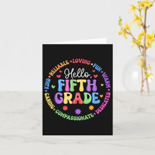 Hello Fifth Grade Team Groovy 5th Grade First Day  カード (黄色い花)