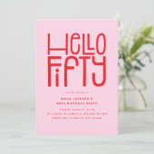 HELLO FIFTY モダンな50歳の誕生日 招待状 (スタンド正面)