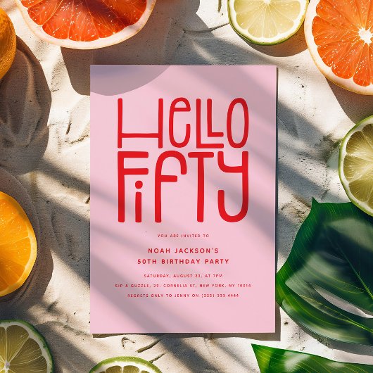 HELLO FIFTY モダンな50歳の誕生日 招待状