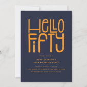 HELLO FIFTY 50モダン誕生日 招待状 (正面)