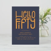 HELLO FIFTY 50モダン誕生日 招待状 (スタンド正面)