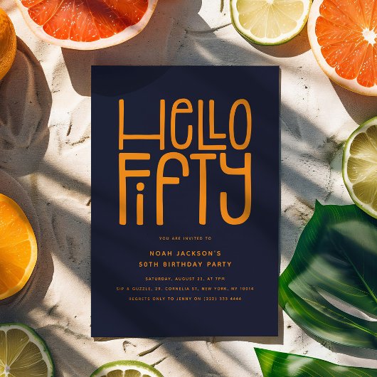 HELLO FIFTY 50モダン誕生日 招待状