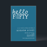 Hello Fifty 50th Birthday Party モダン Blue 招待状<br><div class="desc">この大人の誕生日パーティーの招待モダンで「50歳までスタイリッシュこんにちは」と言いなさい。海の青い背景は、白い文字とキャンドル詳細を完全に補完し、デザインに明るさのtouchを追加する。そのカジュアル文字は、今後のお祝いに対する興奮感を伝える。このコンテンポラリー招待ミニマルはミレトンの誕生日パーティーに最適だ。便利なデジタルダウンロードとして利用でき、あなたのパーソナライズし、すべての愛する人々に送信する準備ができている。彼か彼女への招待であなたの50番目の素晴らしい作る！</div>