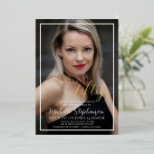 Hello Fifty 50th Birthday Party Custom Photo 箔招待状 (立ち正面)