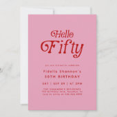 Hello Fifty Modern Retro 50th Birthday  招待状 (正面)