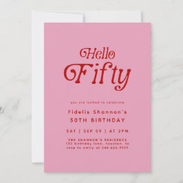 Hello Fifty Modern Retro 50th Birthday  招待状