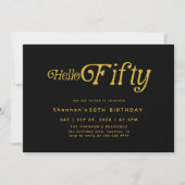 Hello Fifty Modern Retro 50th Birthday Invitation 招待状 (正面)