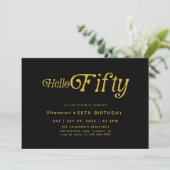 Hello Fifty Modern Retro 50th Birthday  Invitation 招待状 (スタンド正面)