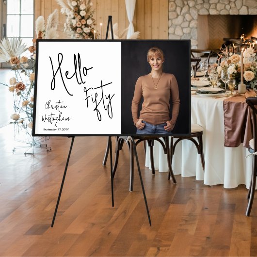 Hello Fifty Photo 50th Birthday Party Poster ポスター