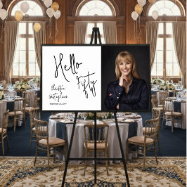 Hello Fifty Photo 50th Birthday Party Poster ポスター