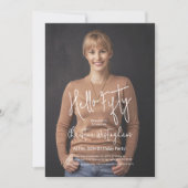 Hello Fifty Photo 50th Fiftieth Birthday 招待状 (正面)