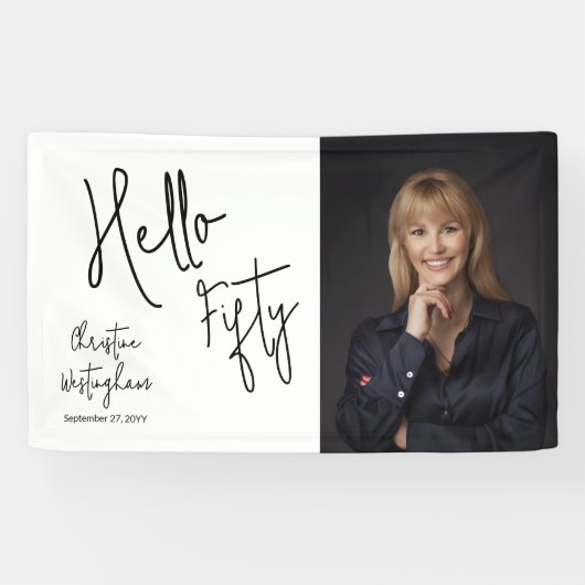 Hello Fifty Photo Script 50th Birthday Party 横断幕 (横)