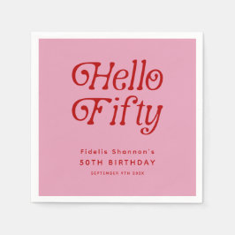 Hello Fifty Retro 50th Birthday Party スタンダードカクテルナプキン