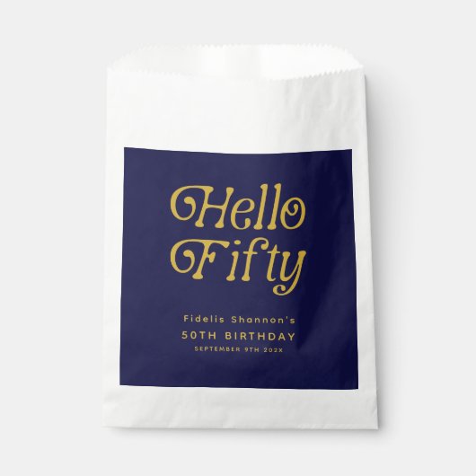 Hello Fifty Retro 50th Birthday Party  フェイバーバッグ (正面)