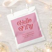 Hello Fifty Retro 50th Birthday Party  フェイバーバッグ (クリップ留めされた状態)
