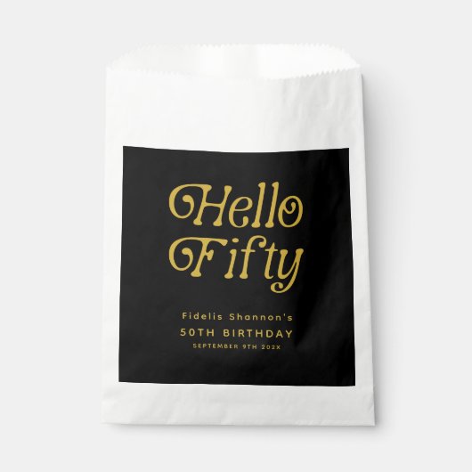 Hello Fifty Retro 50th Birthday Party  フェイバーバッグ (正面)