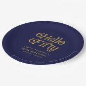 Hello Fifty Retro 50th Birthday Party ペーパープレート (アングル)