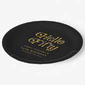 Hello Fifty Retro 50th Birthday Party ペーパープレート (アングル)