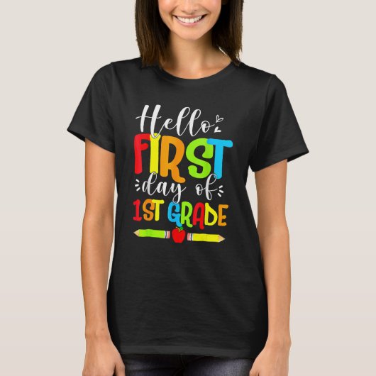 Hello First Day Of 1ST Grade  Back To School 2023 Tシャツ (正面)