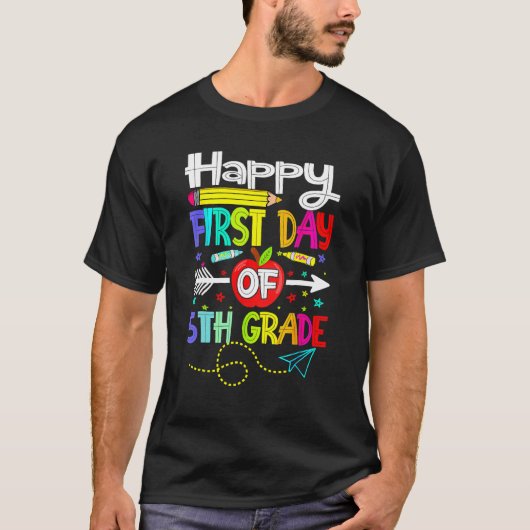Hello First Day Of 5Th Grade新学期2023 Tシャツ (正面)