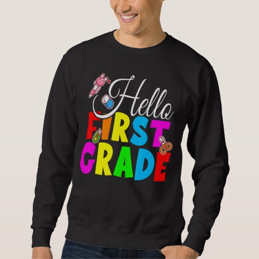 Hello First Gradeチーム1年生新学期Te スウェットシャツ (正面)