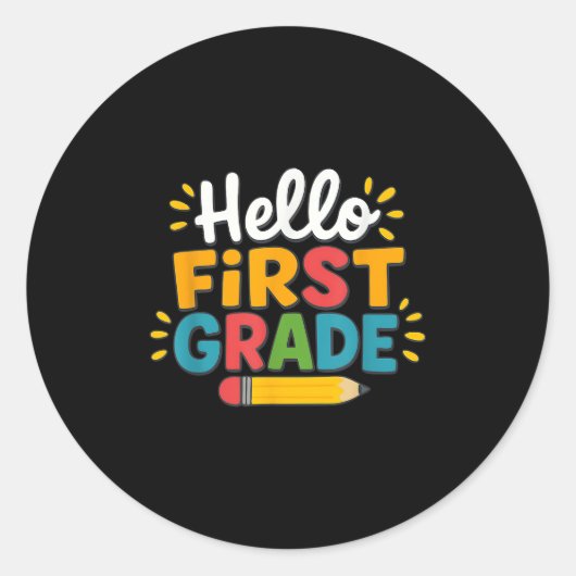 Hello First Gradeチーム1年生新学期Te ラウンドシール (正面)