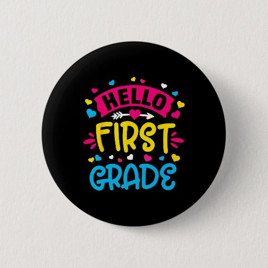 Hello First Gradeチーム1年生新学期Te 缶バッジ (正面)