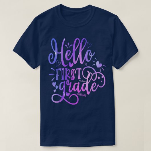 Hello First Gradeチーム1年生新学期Te Tシャツ (デザイン正面)