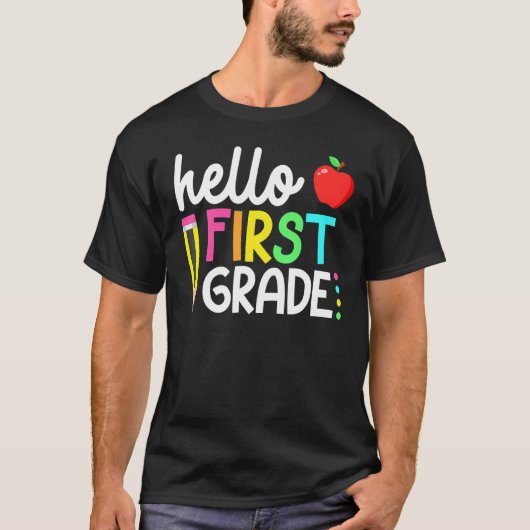 Hello First Gradeチーム1年生新学期Te Tシャツ (正面)