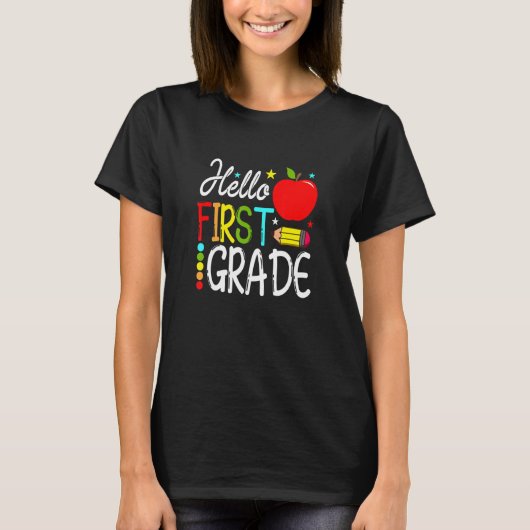 Hello First Gradeチーム1年生新学期Te Tシャツ (正面)