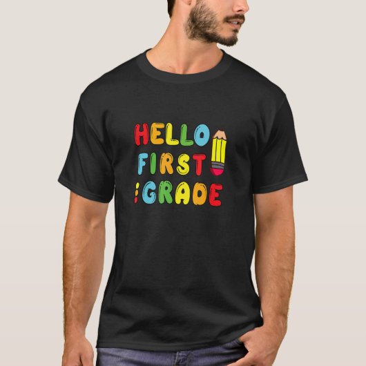 Hello First Gradeチーム1年生新学期Te Tシャツ (正面)