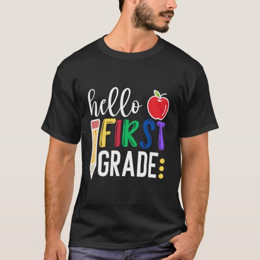Hello First Gradeチーム1年生新学期Te Tシャツ (正面)