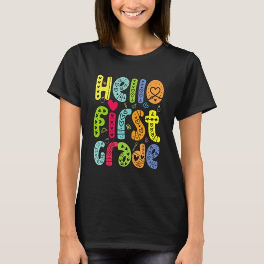 Hello First Gradeチーム1年生新学期Te Tシャツ (正面)