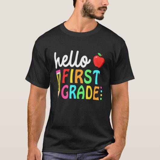 Hello First Gradeチーム1年生新学期Te Tシャツ (正面)