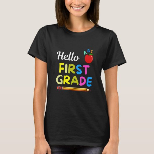 Hello First Gradeチーム1年生新学期Te Tシャツ (正面)