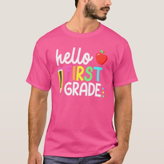 Hello First Gradeチーム1年生新学期Te Tシャツ (正面)