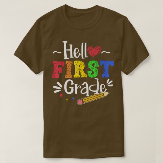 Hello First Grade新学期の先生パパM Tシャツ (デザイン正面)