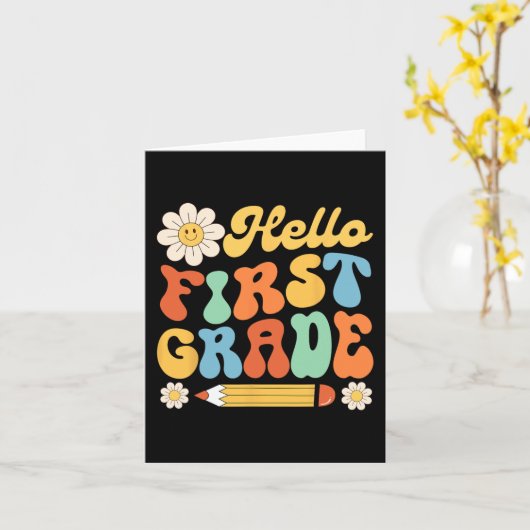 Hello First Grade新学期先生Kids カード (黄色い花)