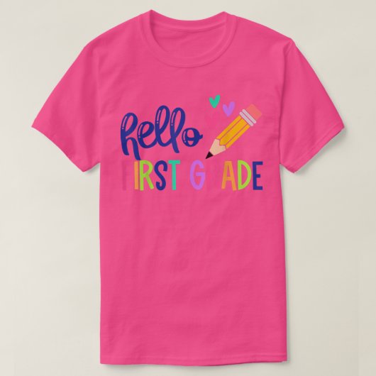 Hello First Grade新学期1年生先生 Tシャツ (デザイン正面)