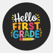 Hello First Grade新学期 ラウンドシール (正面)