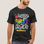 Hello First Grade絞り染め新学期先生 Tシャツ (正面)